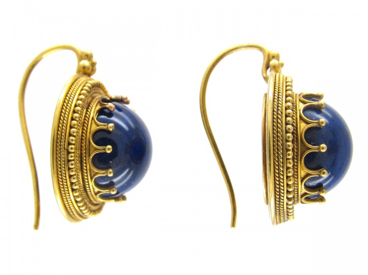 Victorian 18ct Gold & Lapis Lazuli Earrings