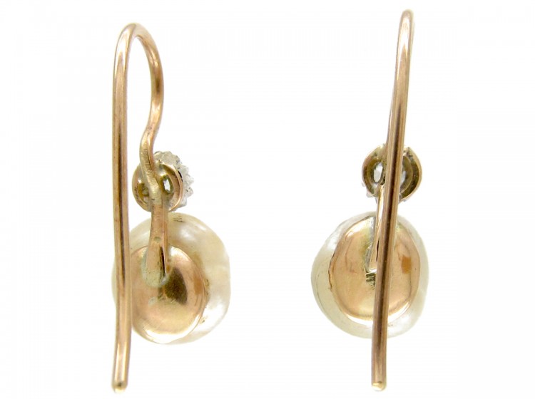 Natural Pearl & Diamond Earrings