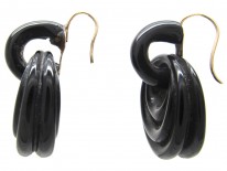 Victorian Jet Hoop Earrings