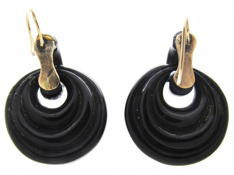 Victorian Jet Hoop Earrings