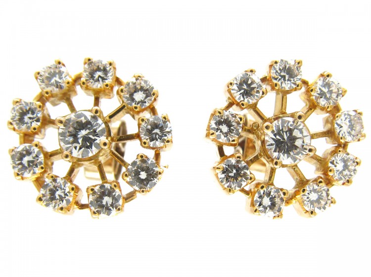 Diamond 18ct Gold Wheel Earrings