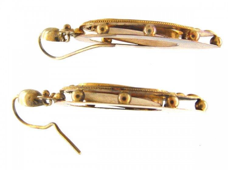 Victorian 15ct Gold Drop Earrings set with Diamonds