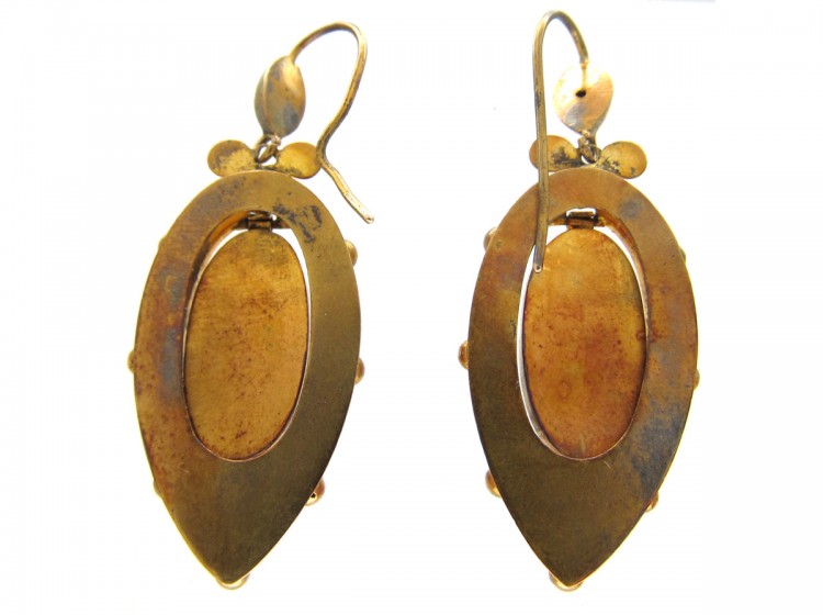 Victorian 15ct Gold Drop Earrings set with Diamonds