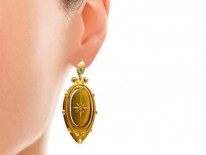Victorian 15ct Gold Drop Earrings set with Diamonds
