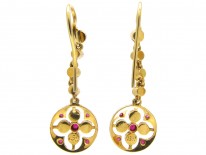 15ct Gold Ruby & Pearl Edwardian Earrings