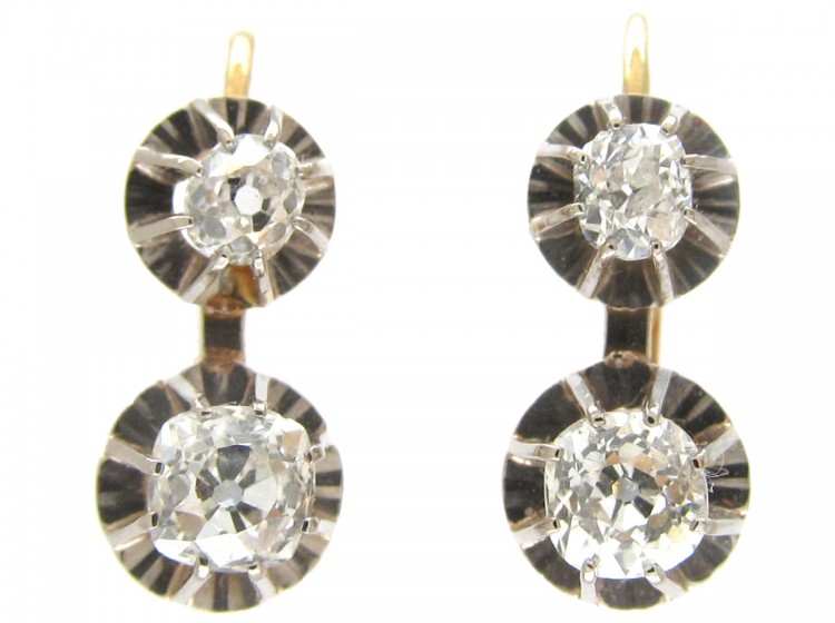 Two Stone Diamond Drop Earrings