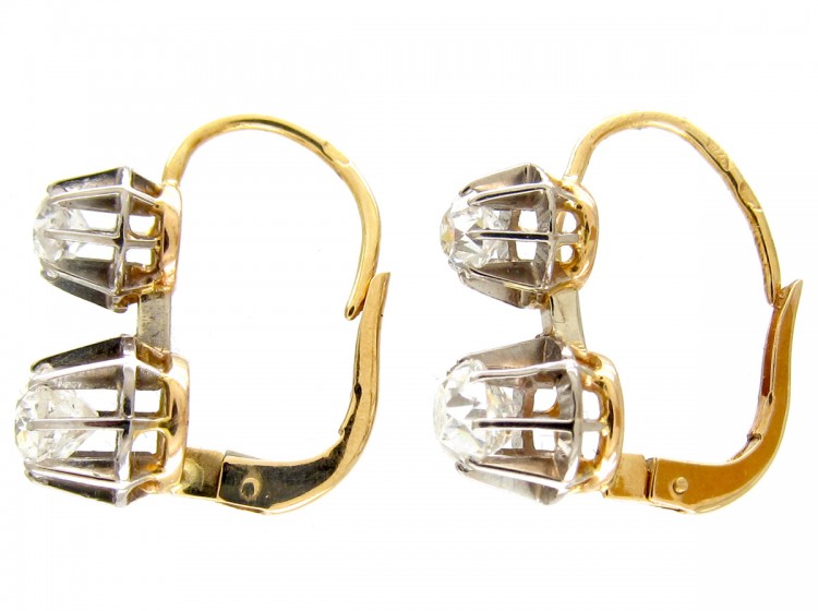 Two Stone Diamond Drop Earrings