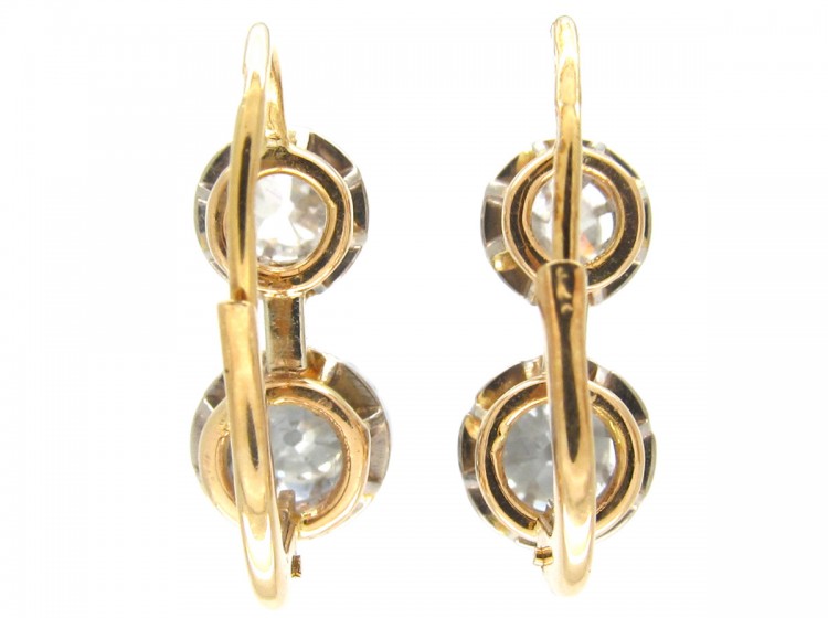 Two Stone Diamond Drop Earrings