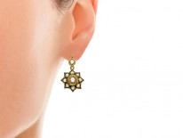 Victorian 15ct Gold Pearl & Enamel Earrings
