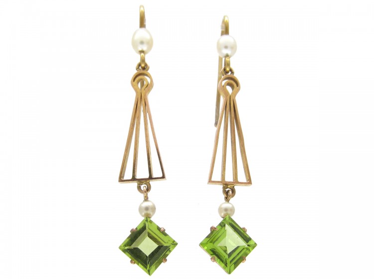 Peridot & Pearl Drop Earrings