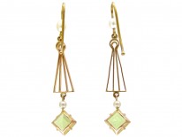 Peridot & Pearl Drop Earrings