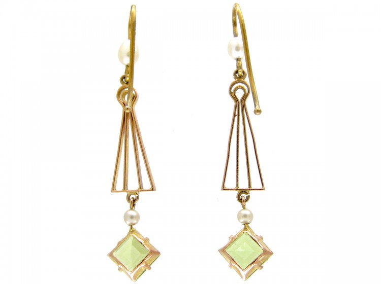 Peridot & Pearl Drop Earrings