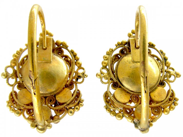 Georgian Emerald & Natural Split Pearl Earrings