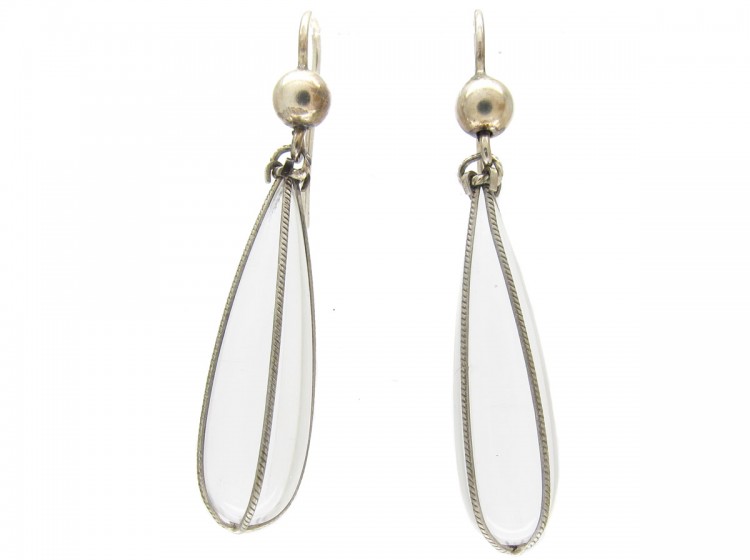 Rock Crystal & Silver Drop Earrings