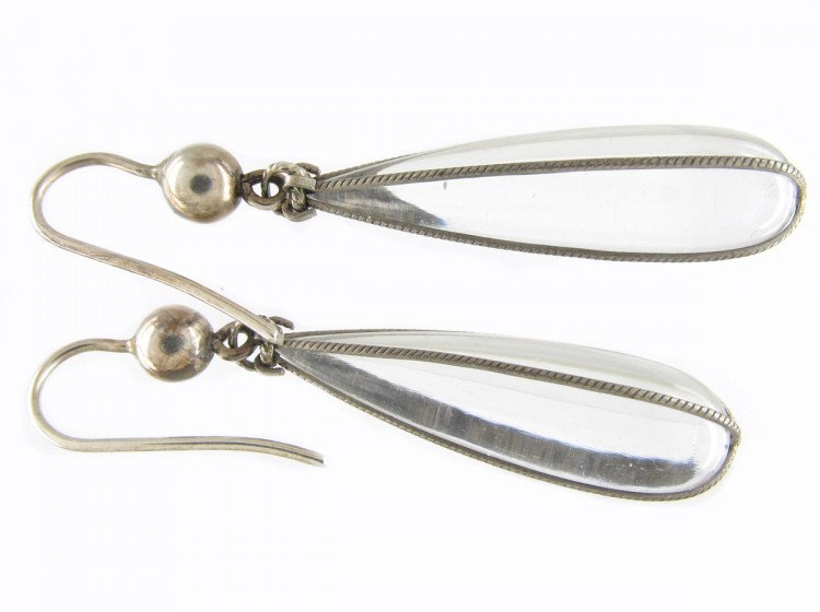 Rock Crystal & Silver Drop Earrings