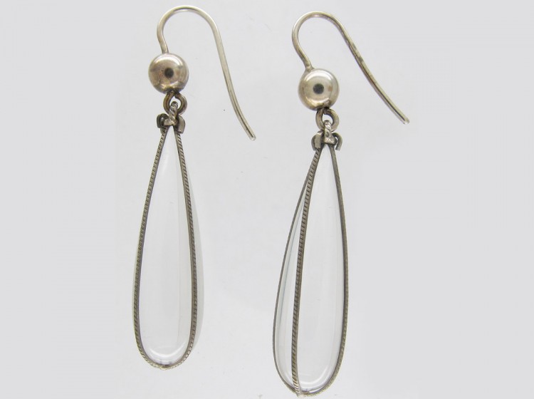 Rock Crystal & Silver Drop Earrings
