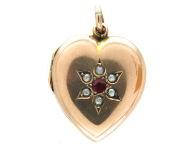 Pearl & Garnet Heart Locket