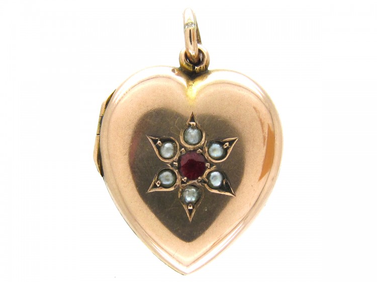 Pearl & Garnet Heart Locket
