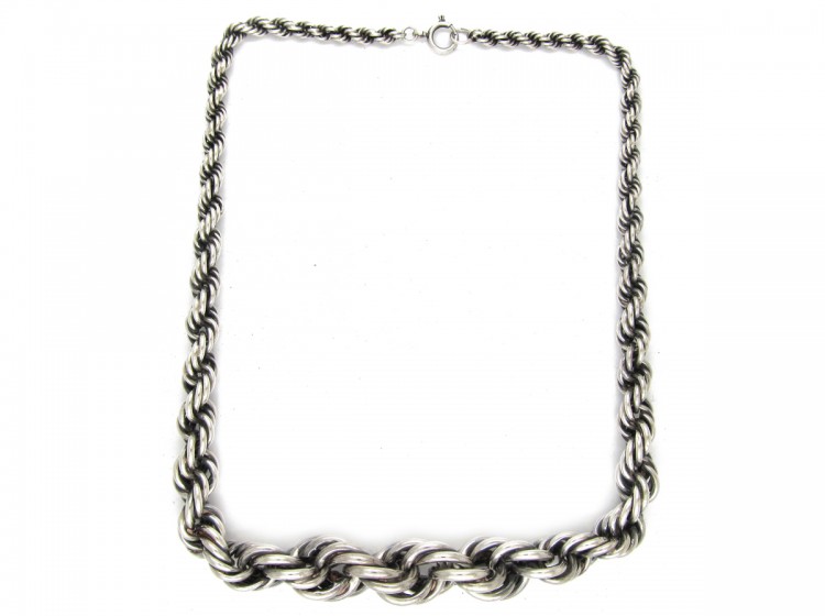 Silver Graduated Rope Necklace