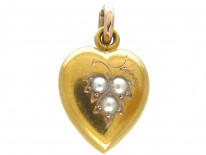 15ct Gold Heart Pendant set with Natural Split Pearls