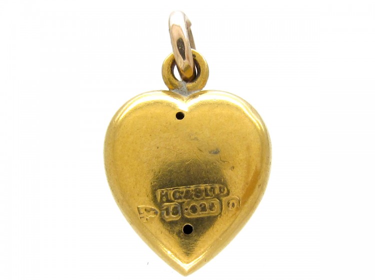 15ct Gold Heart Pendant set with Natural Split Pearls
