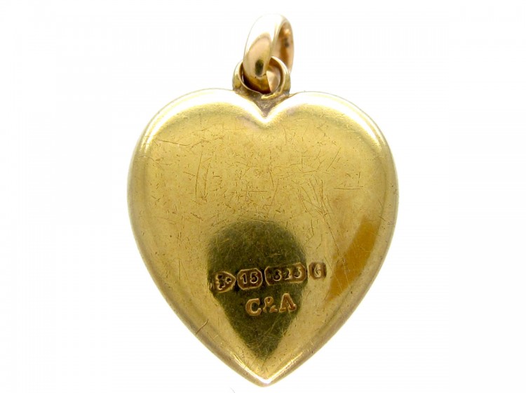 15ct Gold Heart Pendant set with Ruby & Diamonds