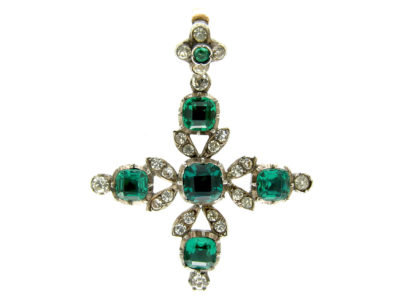 Georgian Gold & Silver Paste Set Pendant Cross