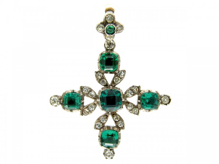 Georgian Gold & Silver Paste Set Pendant Cross