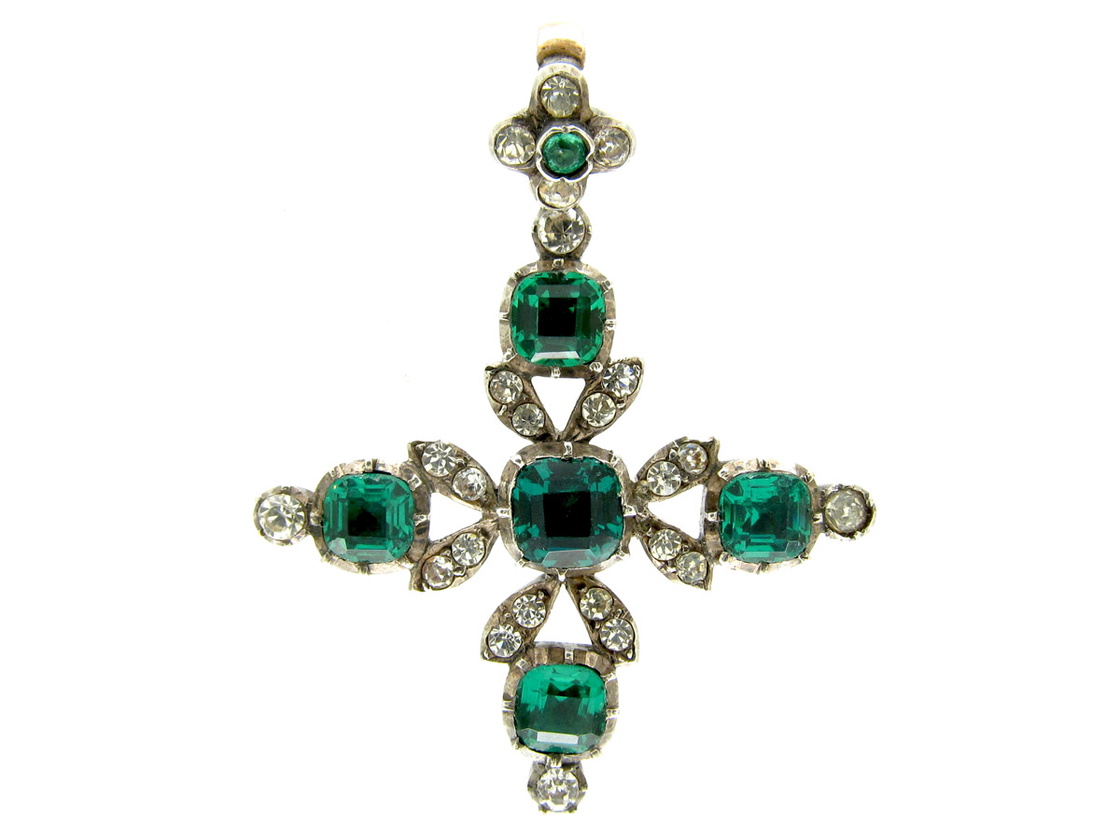 Georgian Gold & Silver Paste Set Pendant Cross (772E) | The Antique ...