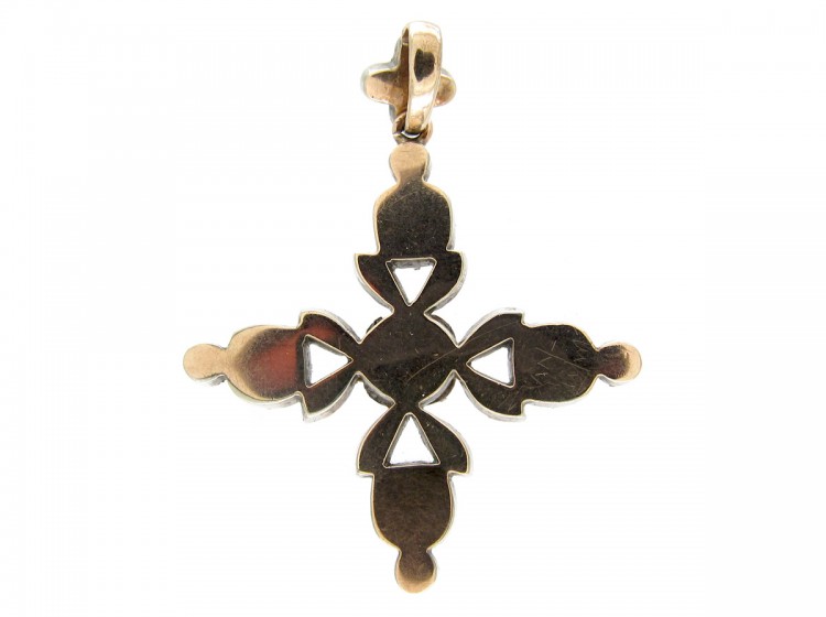 Georgian Gold & Silver Paste Set Pendant Cross