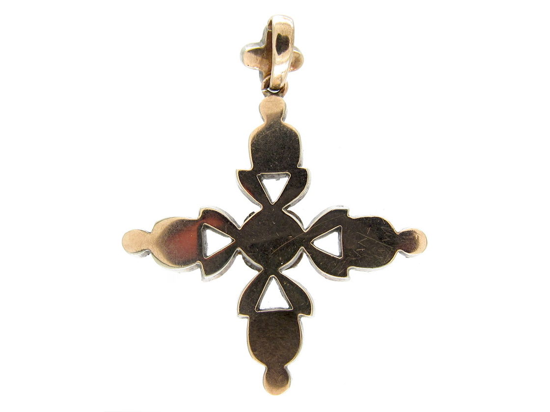 Georgian Gold & Silver Paste Set Pendant Cross (772E) | The Antique ...
