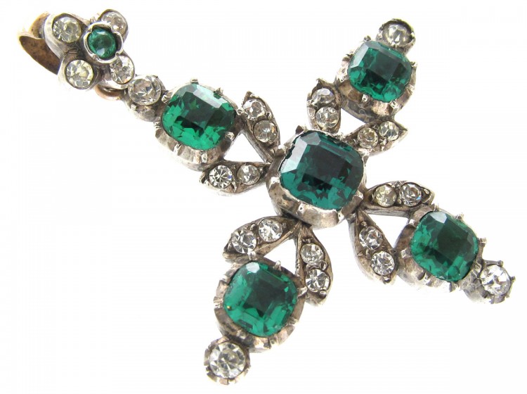 Georgian Gold & Silver Paste Set Pendant Cross