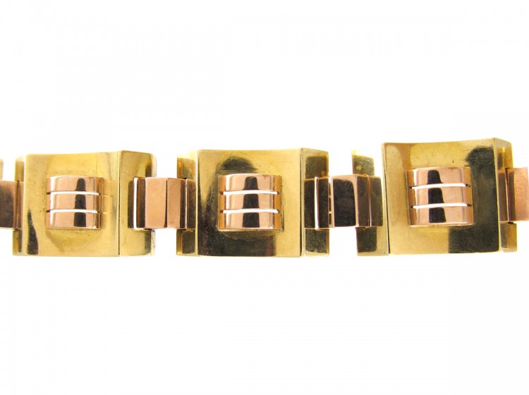 18ct Two Colour Gold Art Deco Bracelet