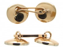 Swiss Art Deco 18ct Gold, Black Mother of Pearl & Diamond Cufflinks
