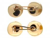 Swiss Art Deco 18ct Gold, Black Mother of Pearl & Diamond Cufflinks