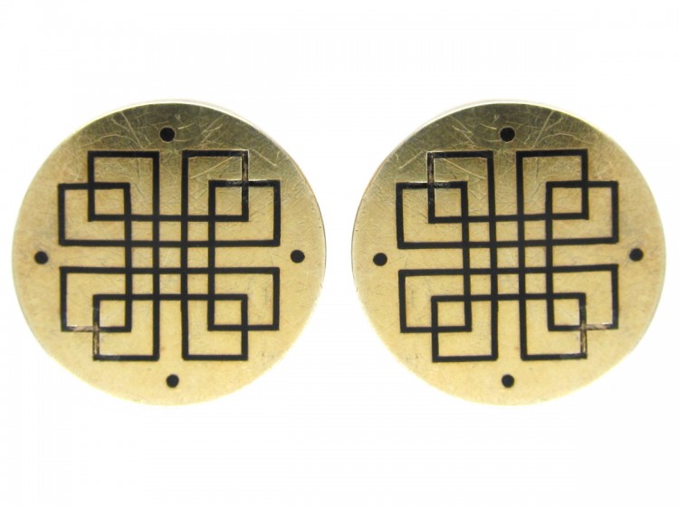 15ct Gold & Enamel Earrings