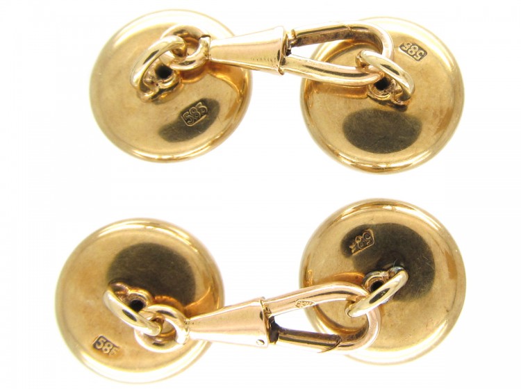 Mother of Pearl & Diamond 14ct Gold Cufflinks