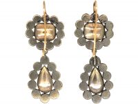 Georgian Amethyst Paste & White Paste Silver ​& Gold Drop Earrings