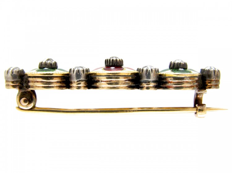 Suffragette Diamond & Enamel 18ct Gold Brooch
