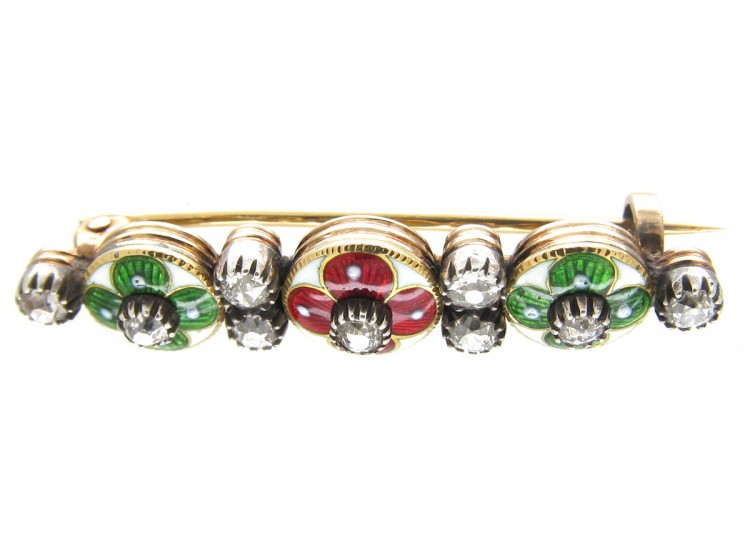 Suffragette Diamond & Enamel 18ct Gold Brooch
