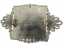 Georgian Cut Steel & Green Vauxhall Glass Brooch