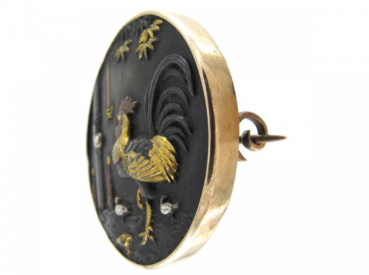 Japanese Shakudo Brooch