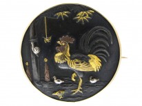 Japanese Shakudo Brooch