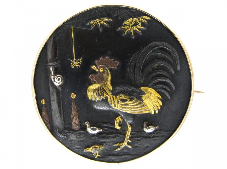 Japanese Shakudo Brooch