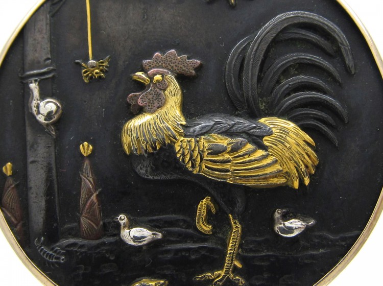 Japanese Shakudo Brooch