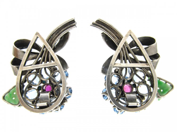 Pair of Silver Flower Clips by Dore Nossiter