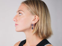 Georgian Amethyst Paste & White Paste Silver ​& Gold Drop Earrings