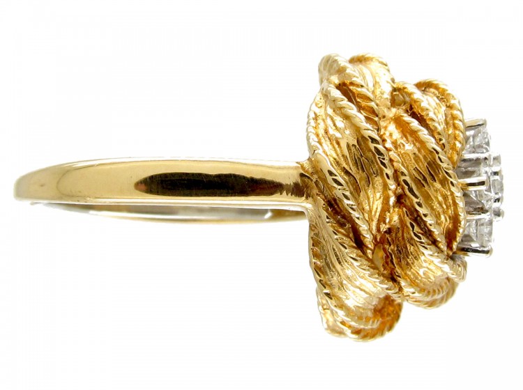 Diamond Cluster 18ct Gold Modernist Ring