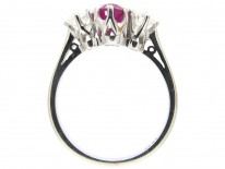 Ruby & Diamond Three Stone Ring