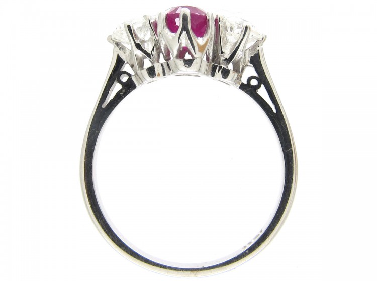 Ruby & Diamond Three Stone Ring